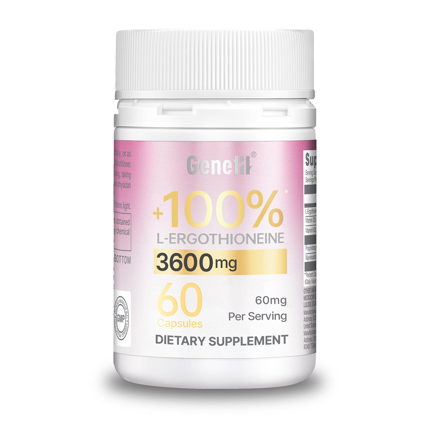 Women's Hormonal Health Supplement - 60mg L-Ergothioneine + Myo-Inositol, Vitamin D3 & K2 - Cycle Support, Sleep & Energy - Vegan, Non-GMO, 60 Count