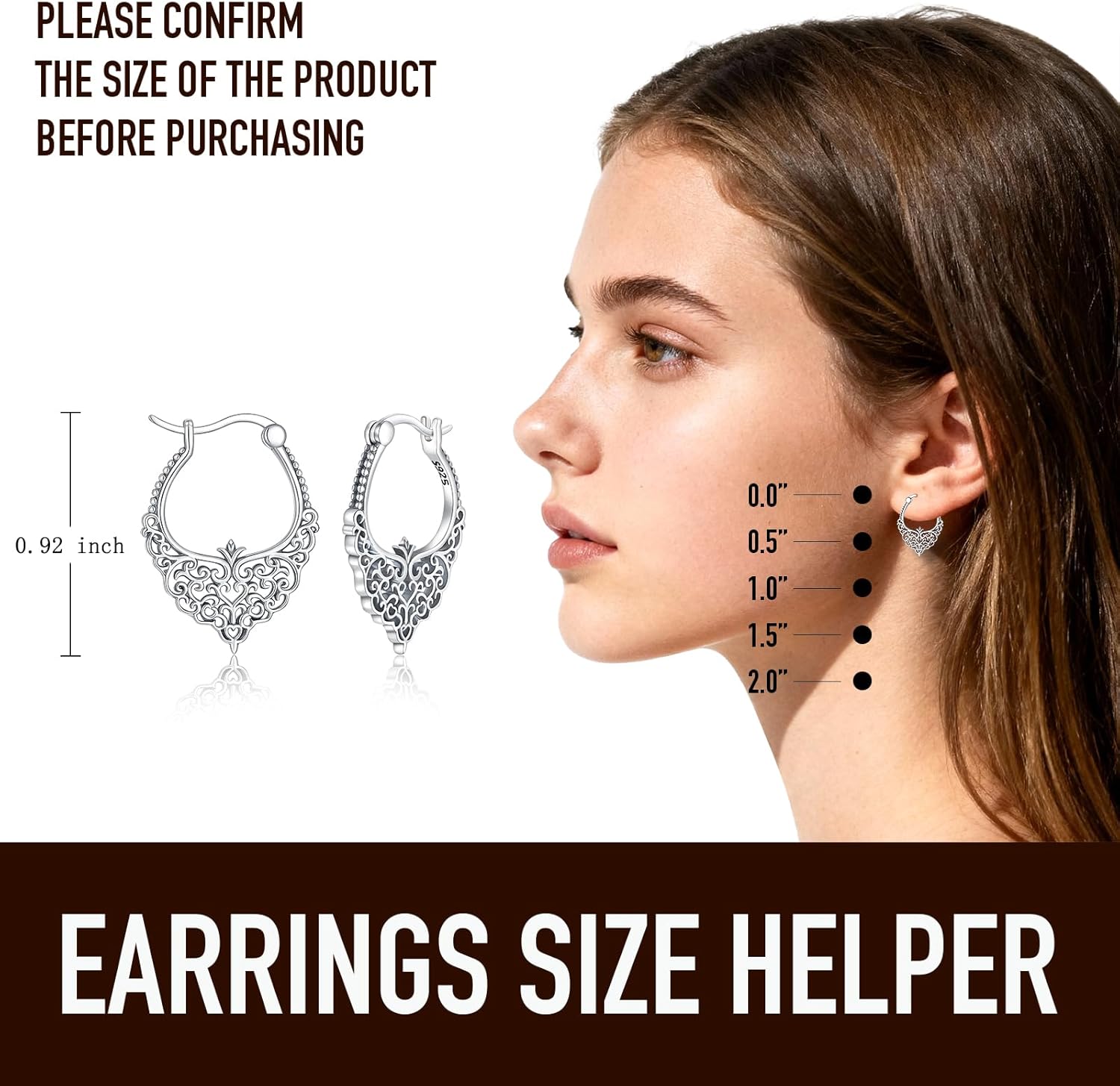 Filigree Earrings for Women Sterling Silver Vintage Filigree Hoop Earrings Jewelry Valentine Christmas Gifts - Image 4