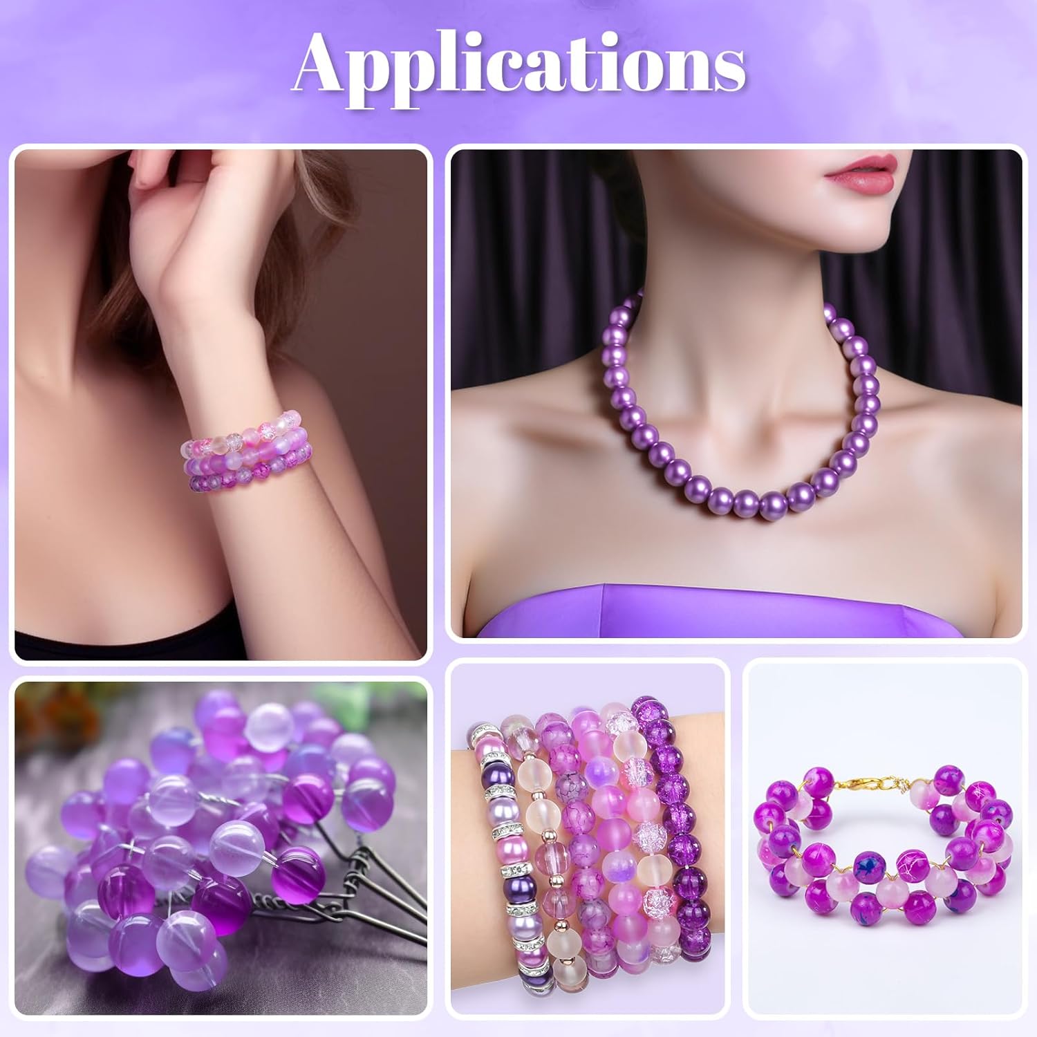 PAXCOO 720pcs Glass Beads for Jewelry Making 8mm, 24 Colors Bead Bracelet Making Kit Purple Round Loose Beads for Bracelet Earring Necklace Jewelry Making Supplies - Image 2