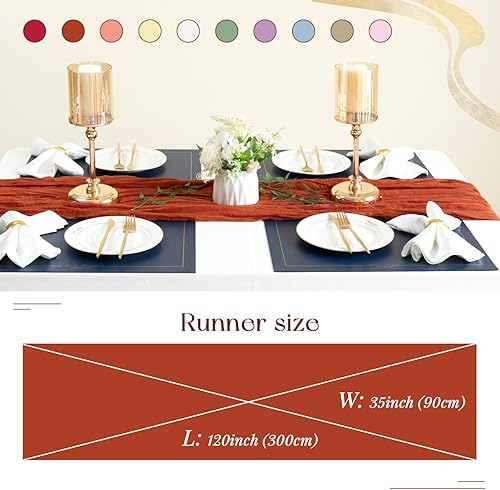 Miniatura 9 de Paquete de 10 caminos de mesa de estopa, gasa de 10 pies, estilo bohemio, romántico, camino de mesa para boda, novia, fiesta de otoño, decoración de