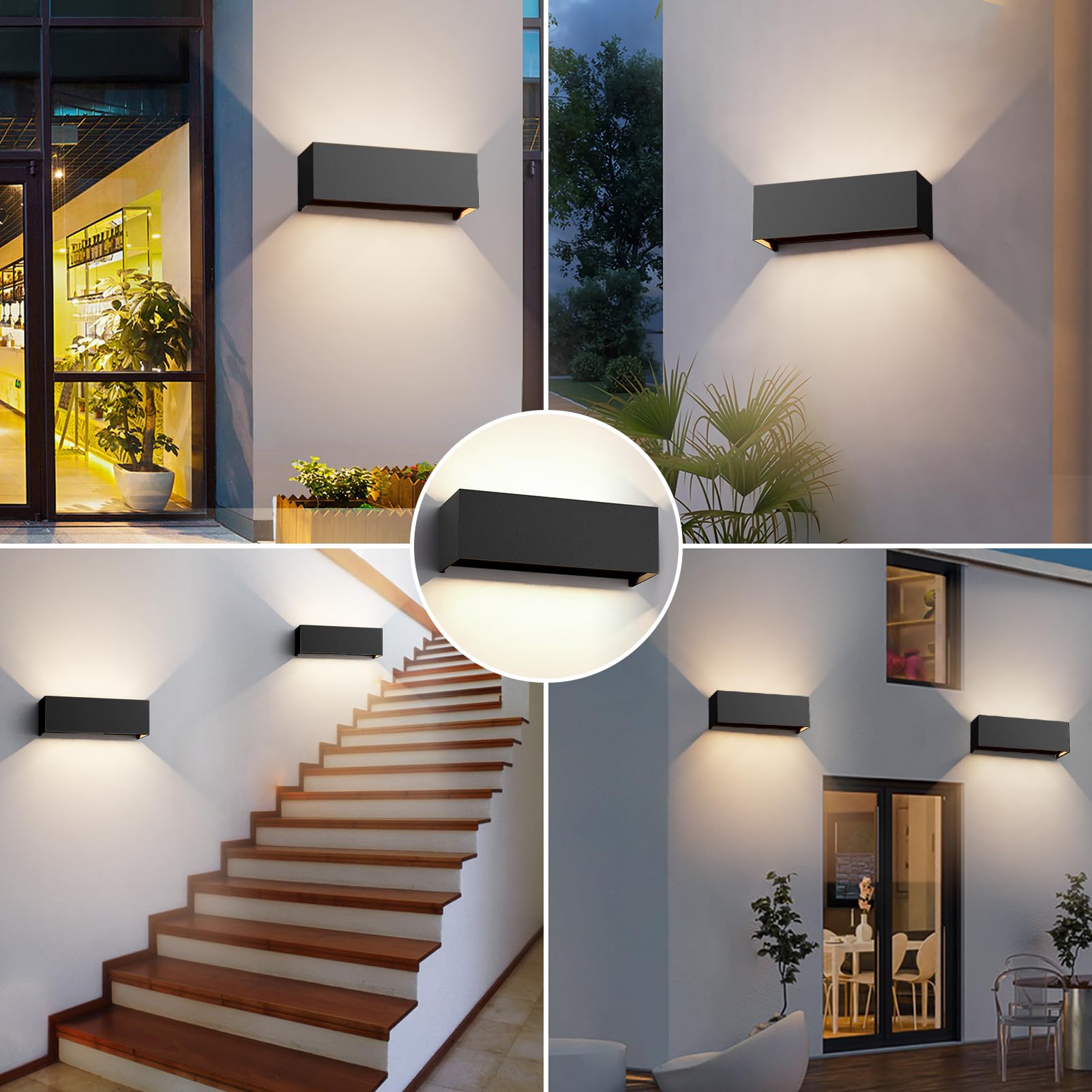 Klighten 30W Applique Mural Intérieur/Extérieur,4000K Blanc Nature Applique Murale,Appliques Murales avec Angle de Faisceau Réglable,Moderne Luminaire Murale,Éclairage Murals Etanche IP65,Noir