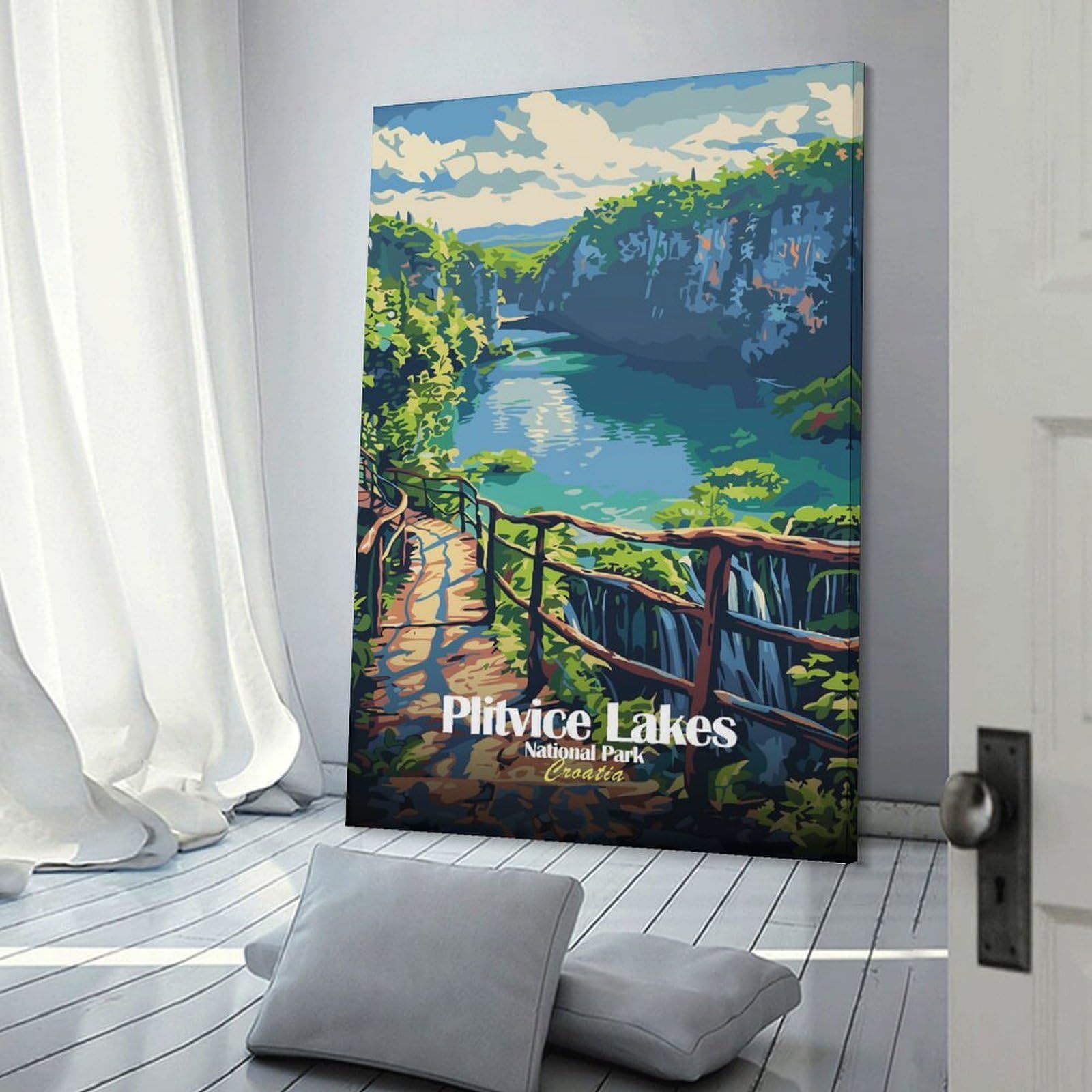 Junmoney Plitvice Lakes National Park Croatia Decorative Wall Artwork, 20x30inch(50x75cm), for New Homes, Bedrooms Or Workspaces, Gift Idea for Housewarming And Birthdays