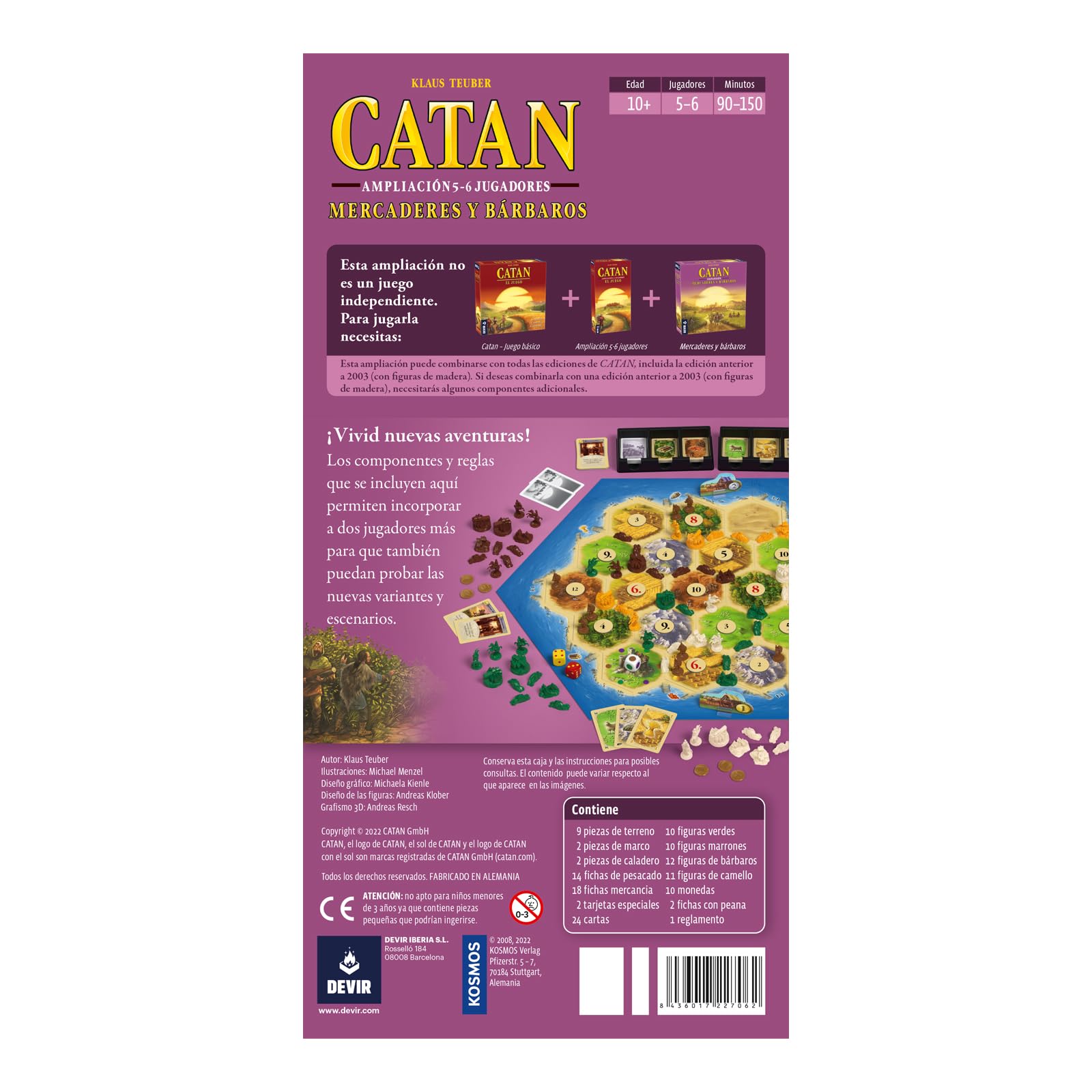 Devir - Catan, Mercaderes y Bárbaros, juego de mesa (BGMER56) - Ampliación para 5 y 6 jugadores