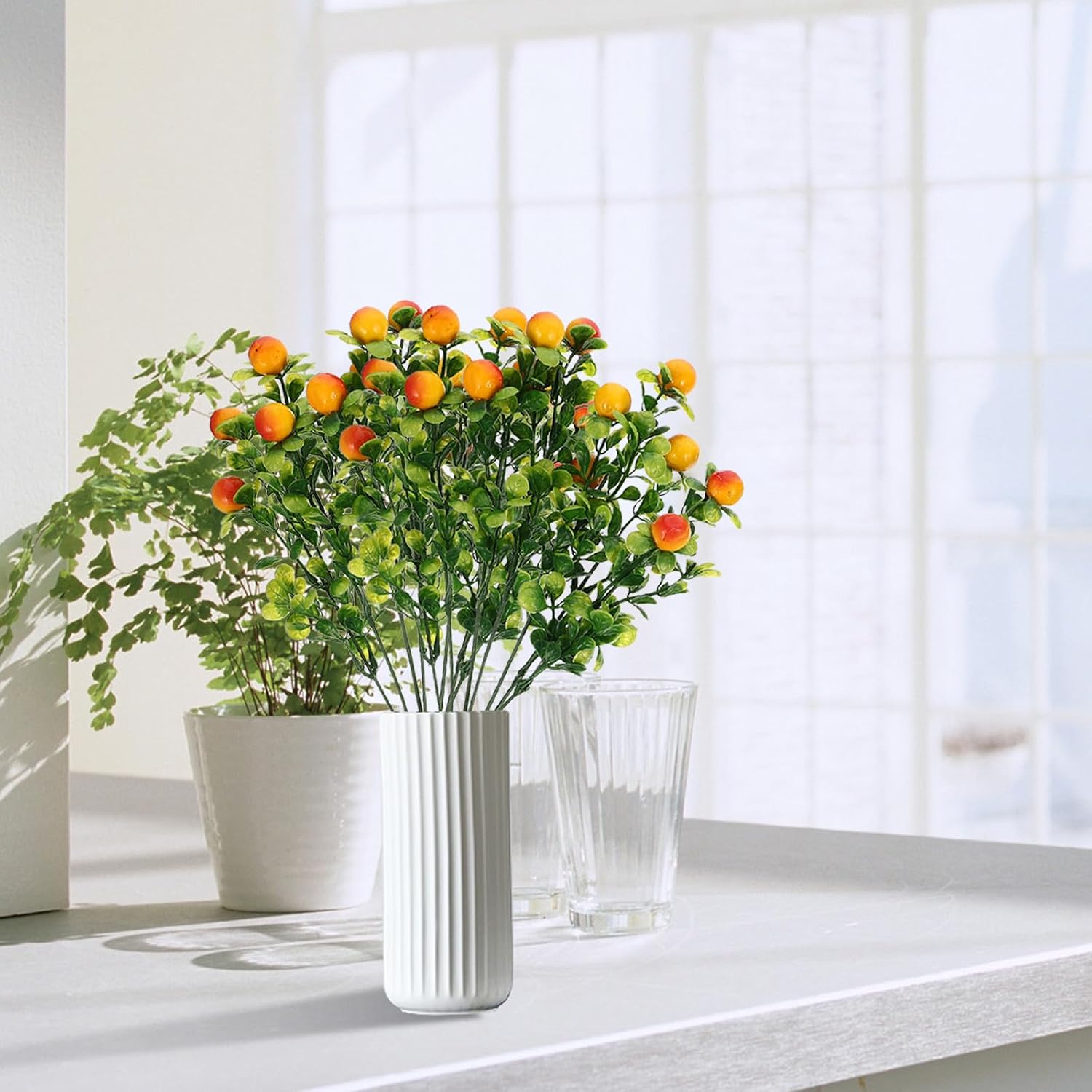 Alasum 2pcs Artificial Fruit Stems Decorative Plastic Fake Fruit Branches Set for Home and Store Wear-Resistant Lifelike Plant Photo Props and Table Centerpiece