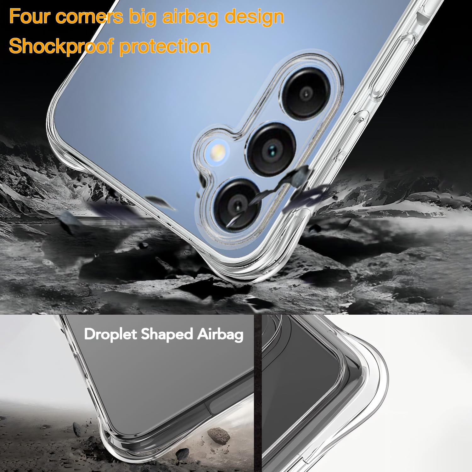 USTIYA Funda para Samsung Galaxy A16 5G, funda transparente de TPU con cuatro esquinas, cubierta transparente suave