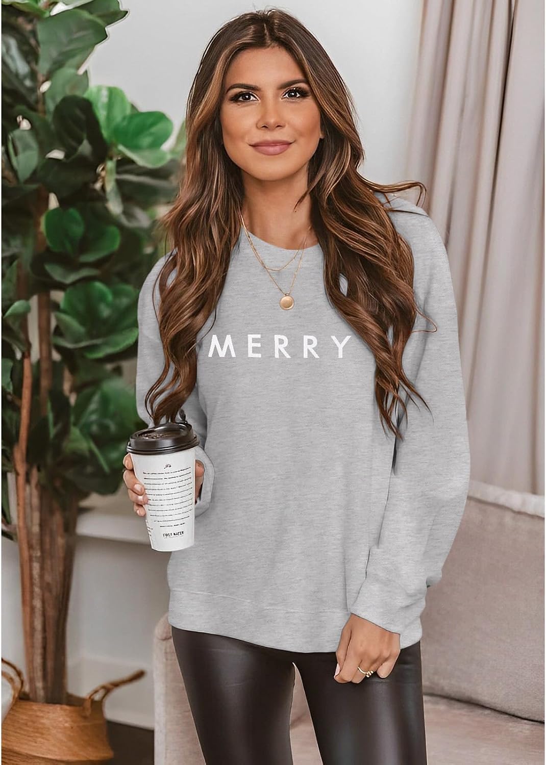 GLIGLITTR Womens Merry Christmas Sweatshirt Xmas Merry Crewneck Pullover Sweater Long Sleeve Shirt Holiday Top Winter Clothes