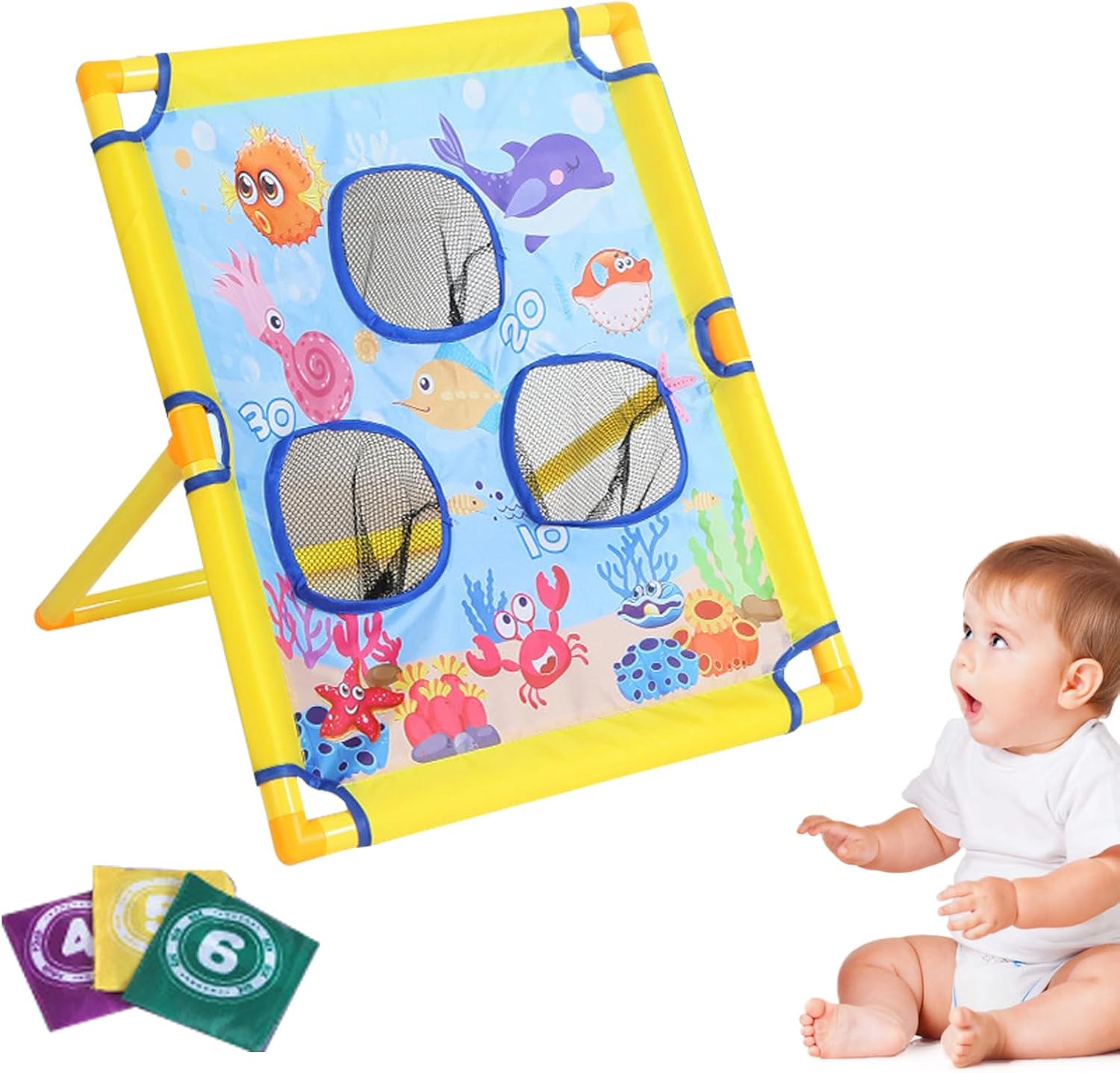 Bean Bag Game, Cornhole Game, Colorful & Educational Fun Cornhole Bean Bag Set for Kids, Girls, and Boys