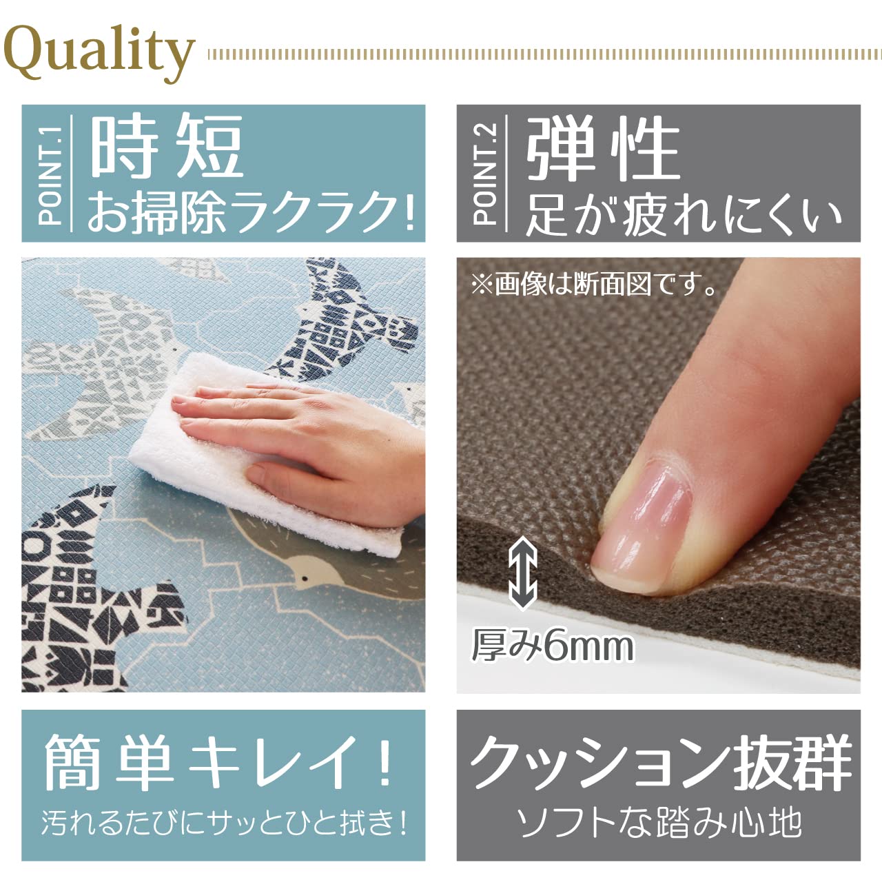Amazon | ヨコズナクリエーション 拭けるキッチンマット