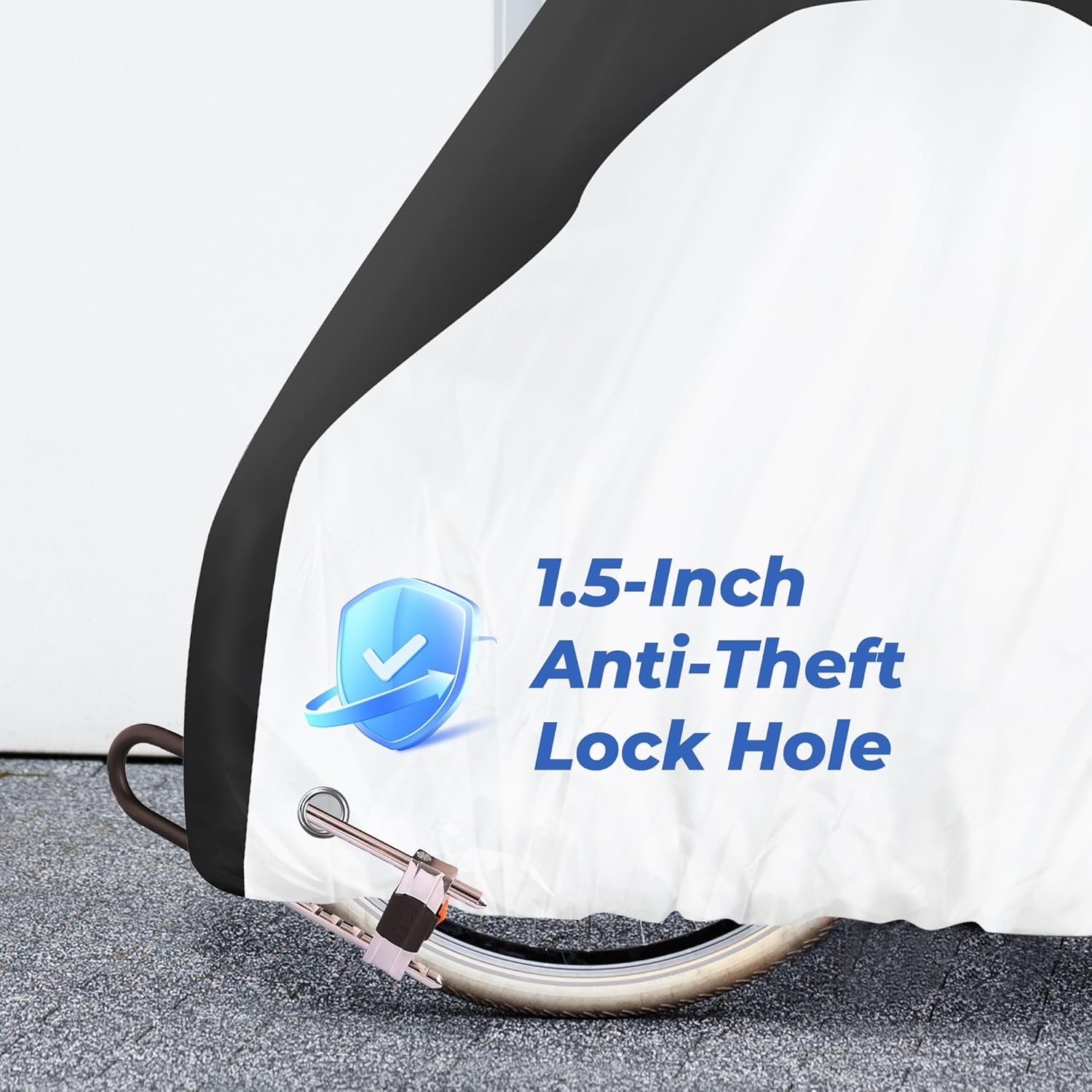 Bike Cover Outdoor Waterproof Bicycle Covers Rain Sun UV Dust Wind Proof with Lock Hole for Mountain Road Electric Bike Electric Scooter Black And White