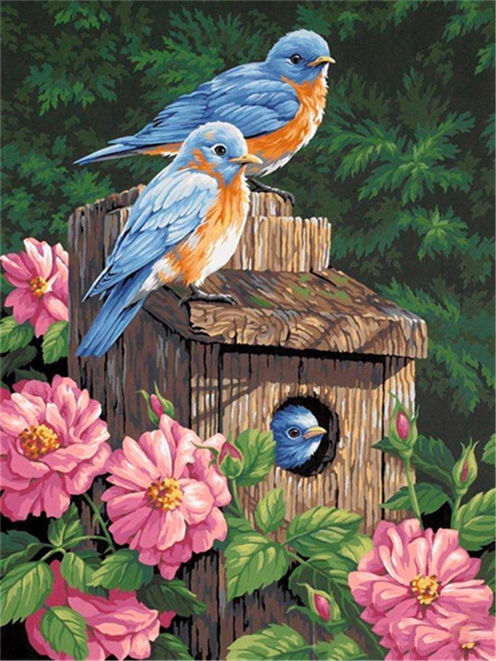 Toile diamant art painting oiseau pour partager un moment en famille