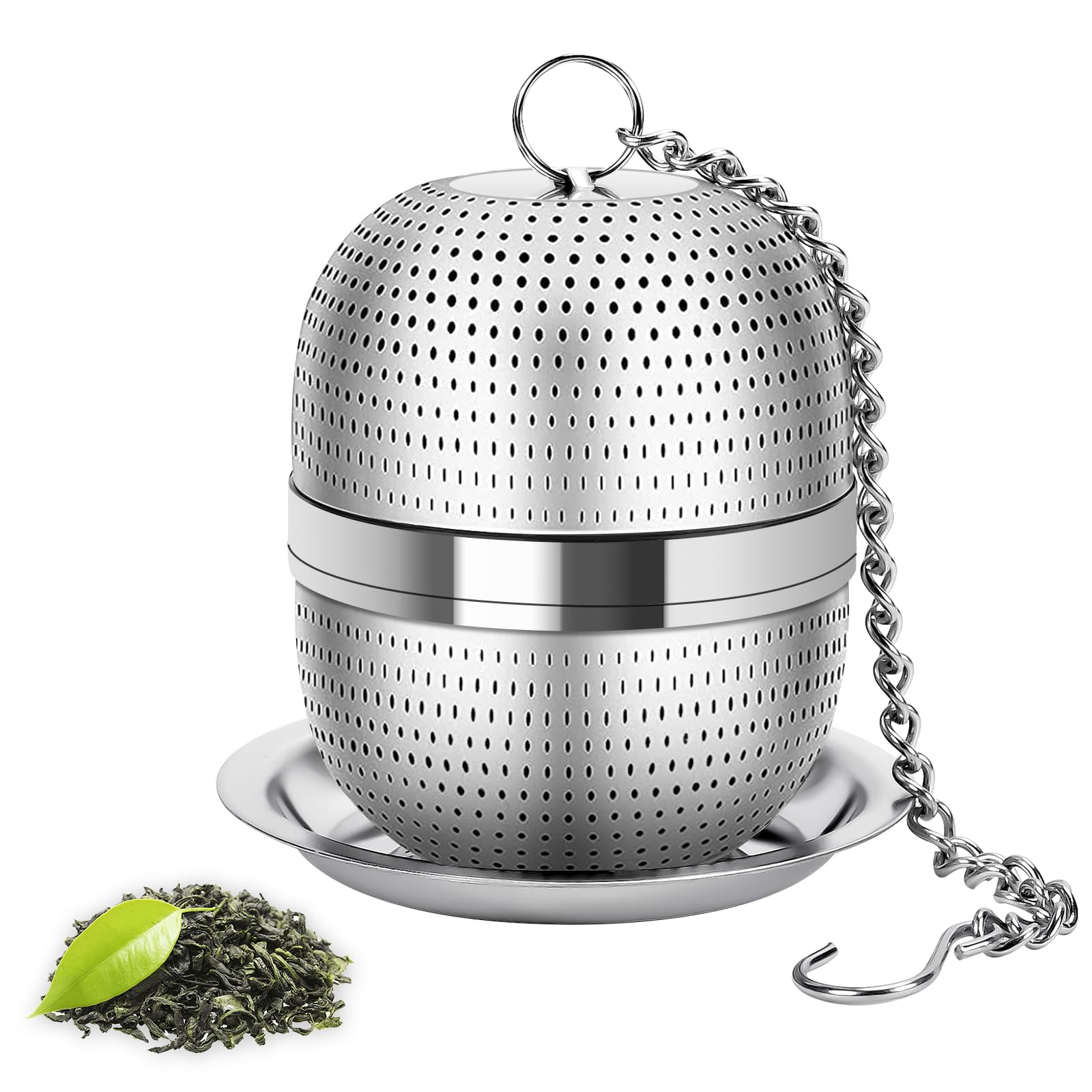 Numola Tea Ball Infuser for Loose Tea, Extra Fine Mesh Tea Strainer with Drip Tray, 304 Stainless Steel Tea Steeper for Black Tea, Rooibos, etc