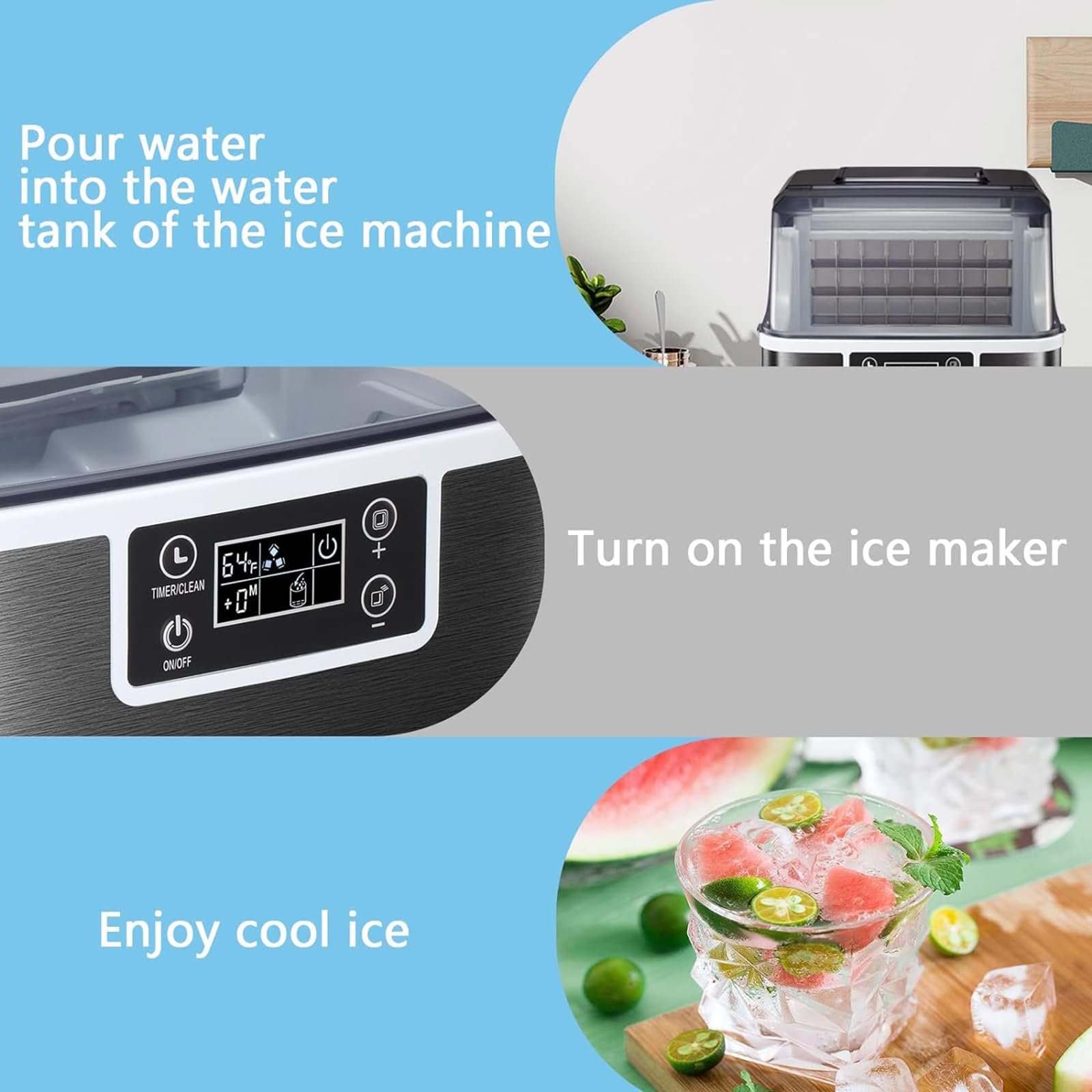 Countertop Ice Maker Machine, Countertop Ice Cube Maker, Pebble Ice Maker Machine With Self-Cleaning, 35kg Of Ice Per Day, Pellet Ice Maker For Home/Office/Bar/Party on Fridge.com - View 6