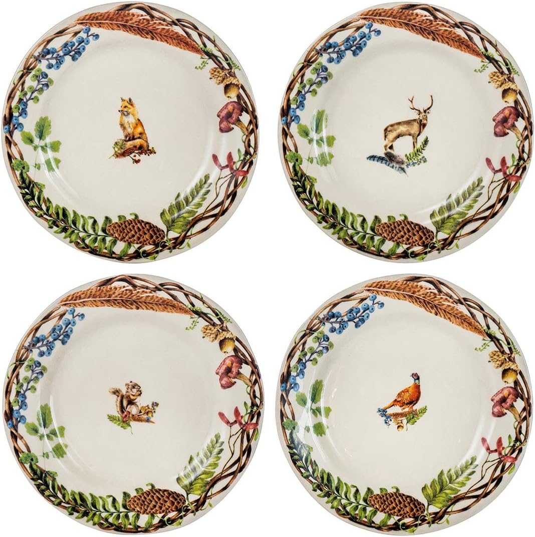 Fall Forest Walk Ceramic Dessert Plates Set of Four