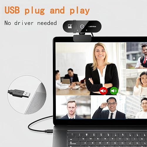Miniatura 2 de Cámara web Full HD con micrófono, cámara web 2K para PC, FOV de 90, cámara web de transmisión de micrófono dual para audio estéreo claro, cámara web