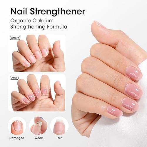 Miniatura 6 de GELLEN Esmalte de uñas 4 en 1, esmalte base iluminador de rosas moradas polvorientas, fortalecedor de uñas malva transparente para otoño, relleno de