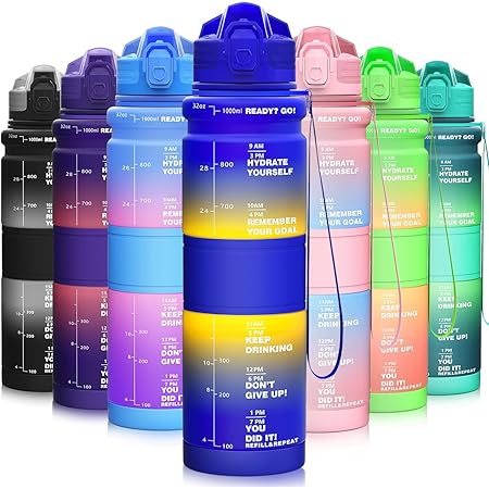 Motivierende Wasserflasche 1000ml Mit Zeitmarkierung - BPA-frei & Auslaufsicher