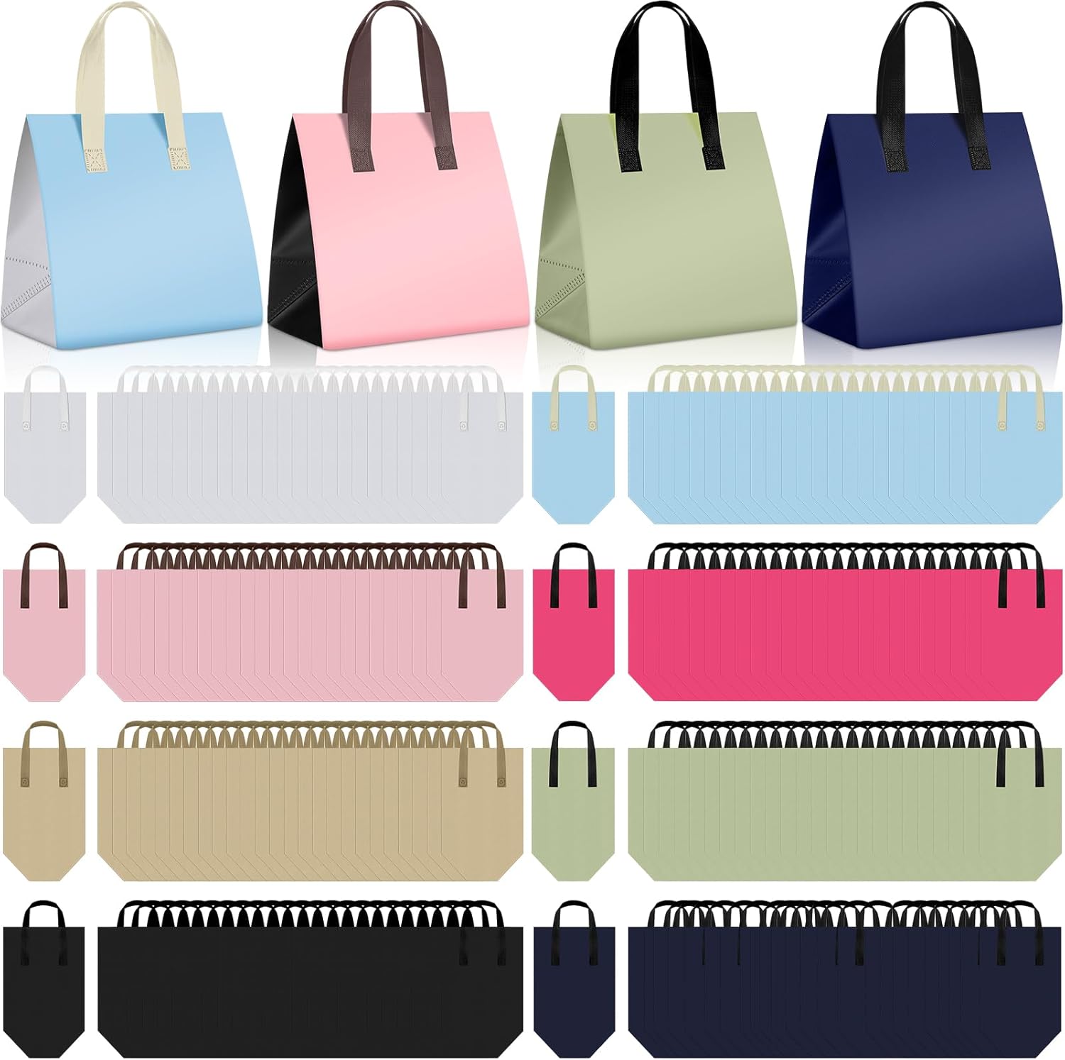 Kacctyen 200 Pcs Insulated Take Out Bags Bulk 9.5 x 6 x 9.5 in Disposable Cooler Bag for Coffee, Milk Tea, Insulation Food Delivery Bag for Hot Cold Food Catering Restaurant Grocery Picnic, Muticolor