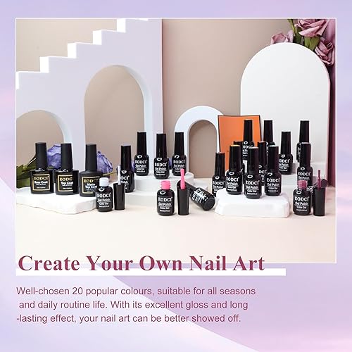 Miniatura 2 de Juego de esmaltes de uñas de gel de 20 colores, colección de verso de flores, primavera y verano, rosa, esmalte de uñas iridiscente pastel con 3