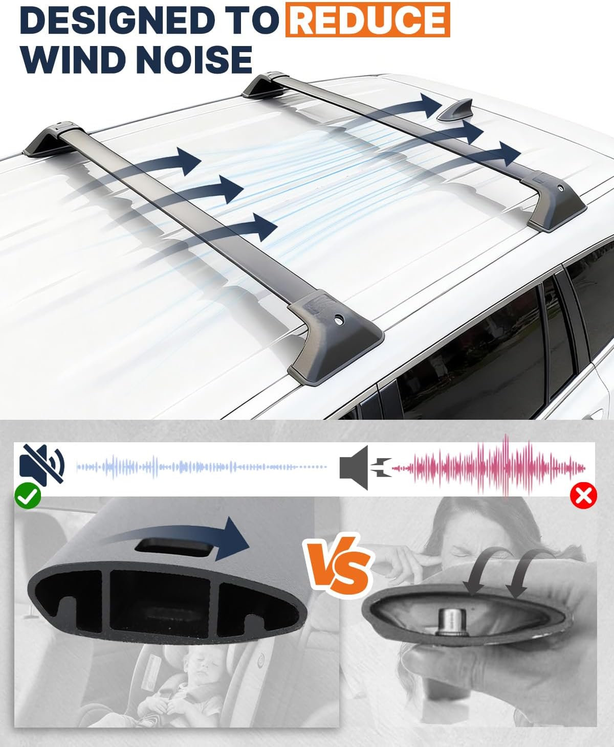 Snailfly Lockable Roof Rack Cross Bars Fit for 2020-2026 Toyota Highlander L & LE & Hybrid LE & Hybrid LE Nightshade (Model Without Factory Side Rails)