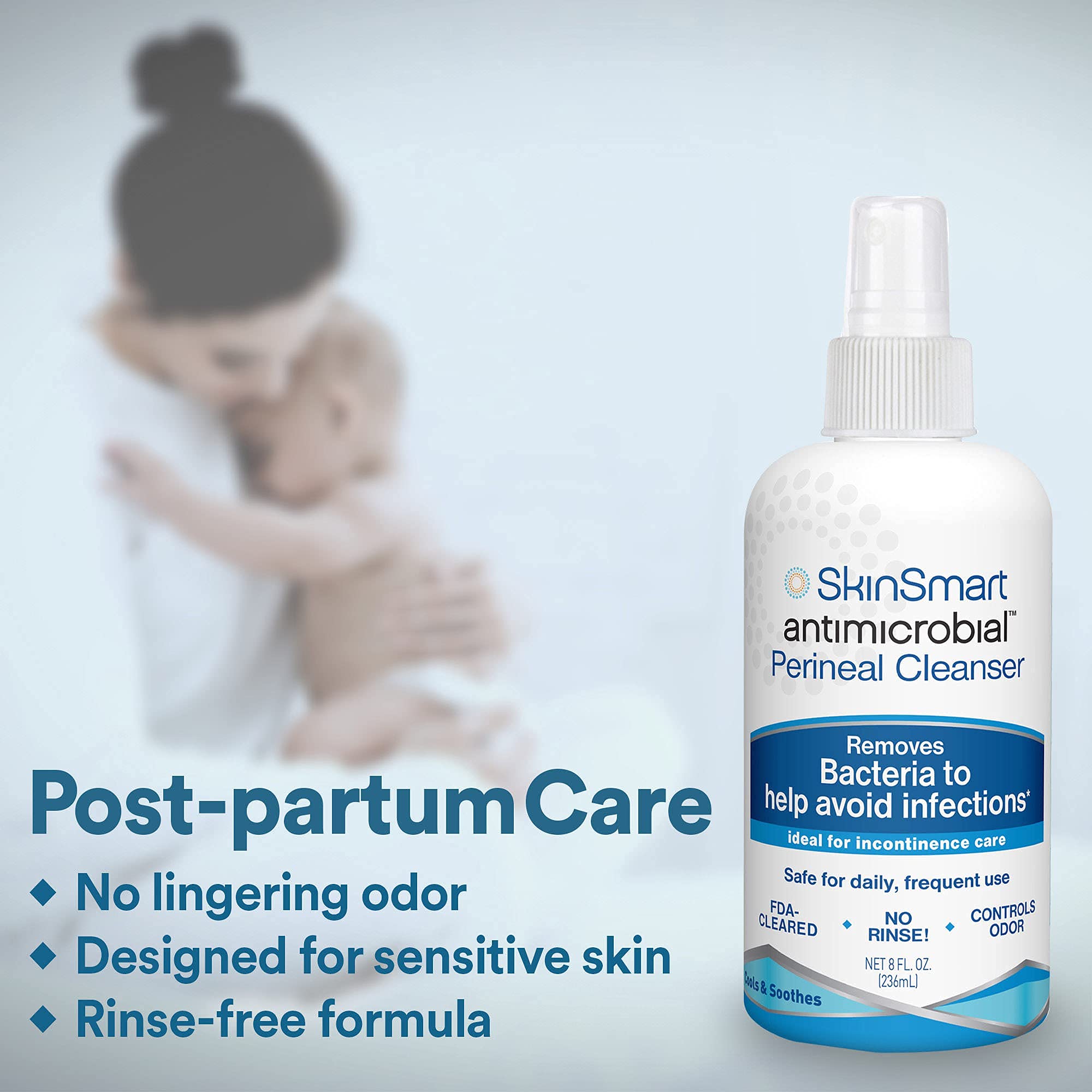 SkinSmart Antimicrobial Perineal Cleanser, Ideal for Incontinence Care