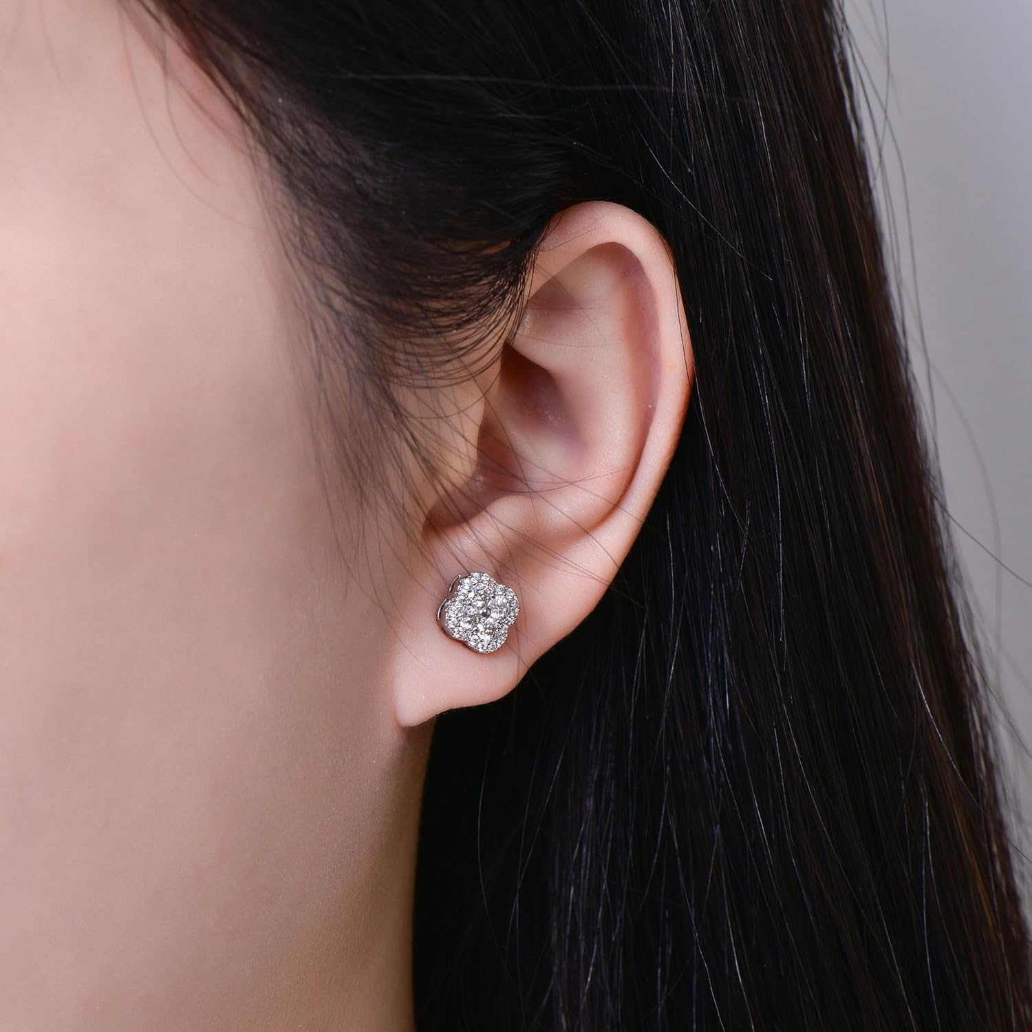 Four Leaf Moissanite Earrings, 2.5mm D Color VVS1 Moissanite 14K Gold Plated Classic Clover Earrings for Women Birthday Jewelry Gifts - Image 6