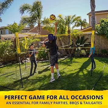 Vivere CROSSNET Quick Assemble 4 Square Volleyball Game Set for Adults and Kids with Volleyball Net, Backpack and Ball for Outdoor Games