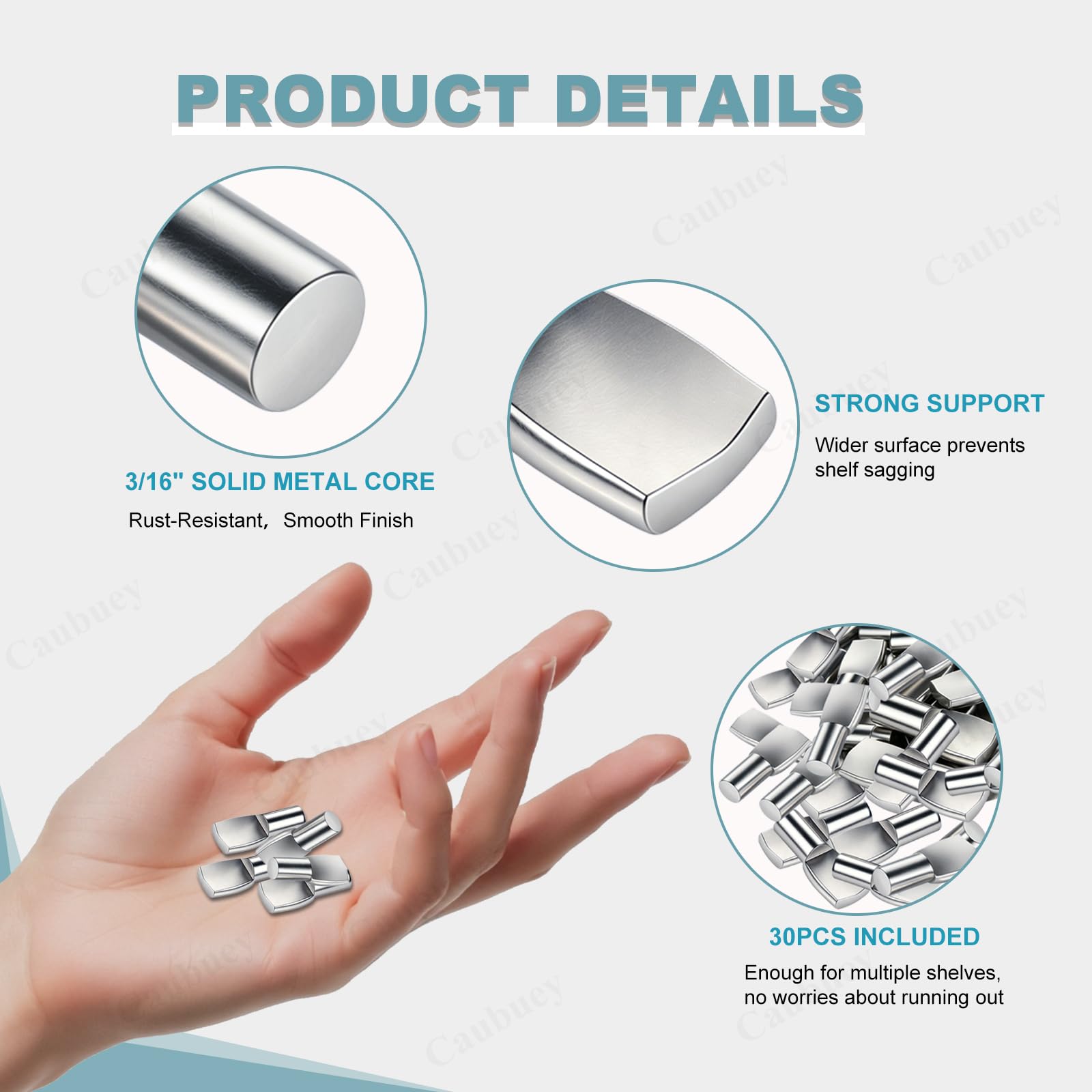 30PCS 5mm Shelf Pegs, Metal Shelf Support Pins for Cabinets, Bookcases, Closets and Furniture, Nickel Plated Shelf Holders (Spoon Shaped) — Amazon image 5