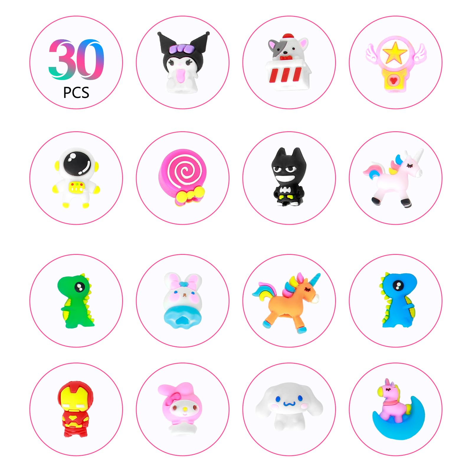 30 Penne Multicolore Per Bambini - Gadget Compleanno Con Design Kawaii, 4 Colori 0.5mm