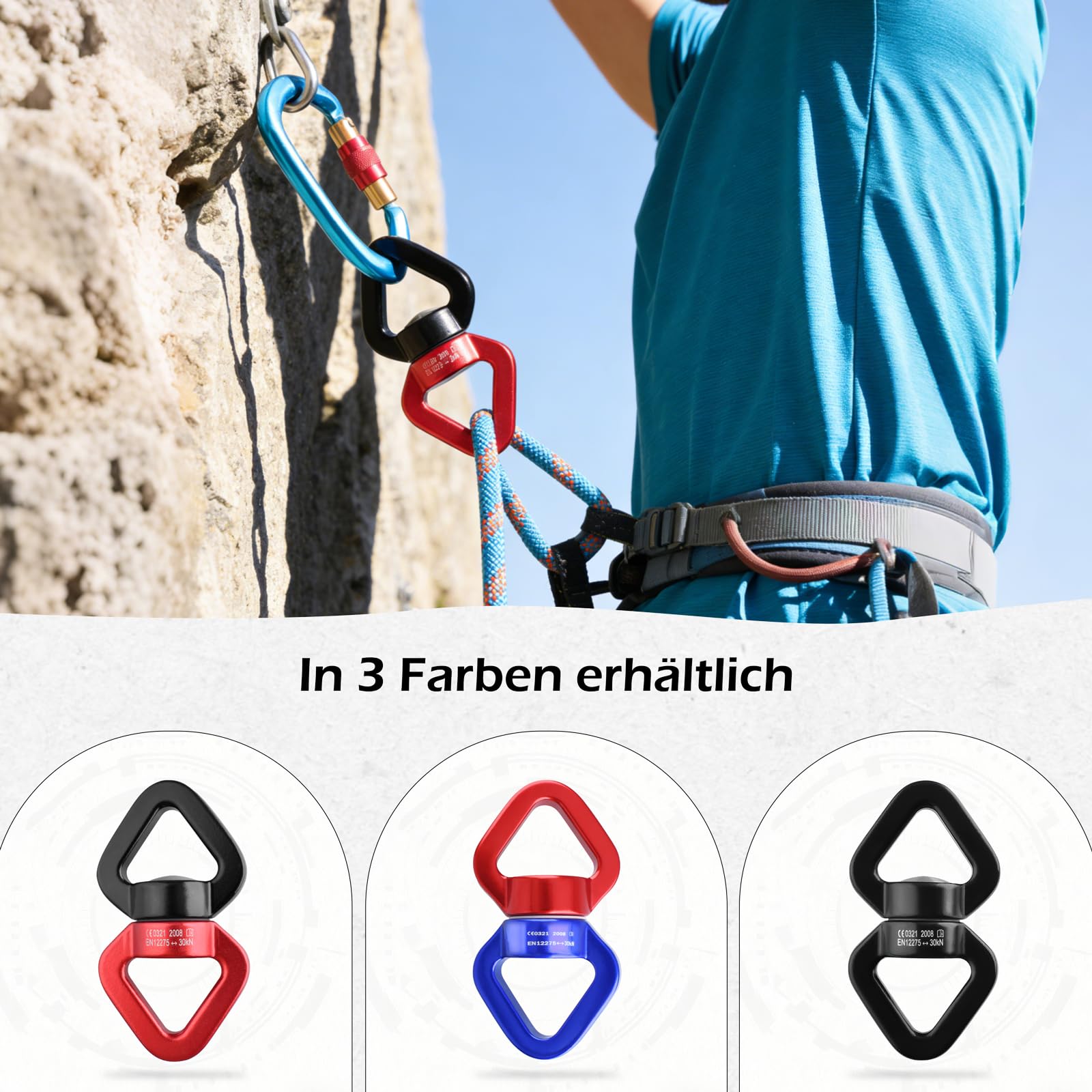 TRIWONDER 30kN 360 ° Rotator Swing Spinner Sicherheitsgerät, Rotationsgerät Karabiner für Klettern Hängematte