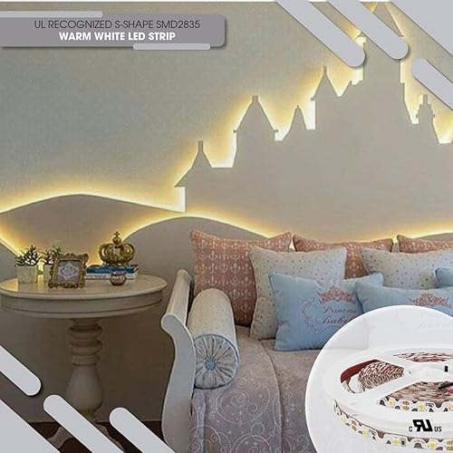 Miniatura 6 de Iluminación LED 24V 16.4ft UL Listed Blanco Cálido 2835 SMD Zig-Zag Tira de luces LED regulables 660lmm 6.2Wm 300 LEDs 60 LEDsm IP33 no impermeable.