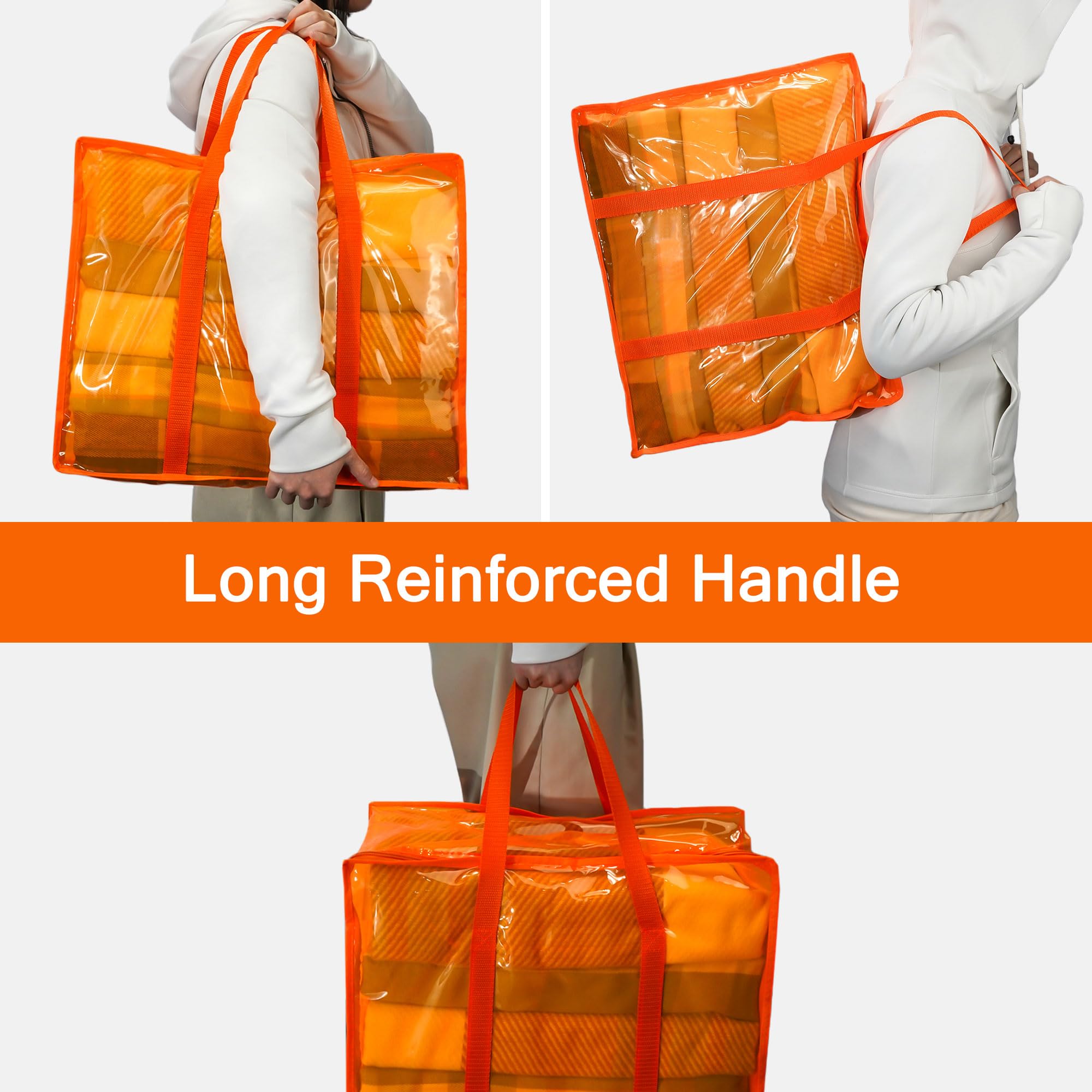 Lot De 3 Sacs De Rangement Transparents Vieshful - 40L - Idéal Sous Lit & Placard - Poignées Solides