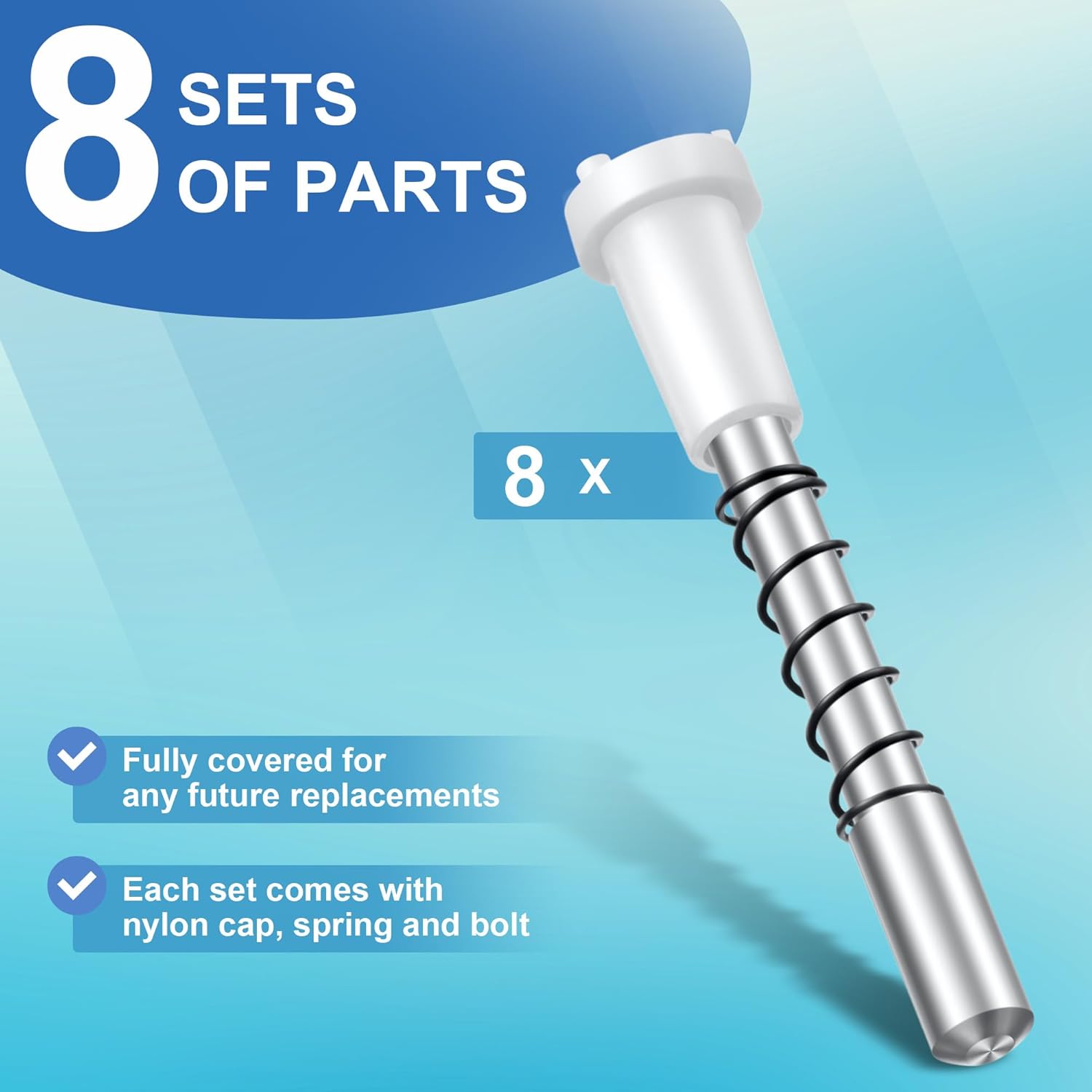 8 Pack Window Screen Plunger Latches with Caps, 5/32" X 1-1/2", Aluminum Window Screen Plunger Pins, Secure Screens in Place (White)