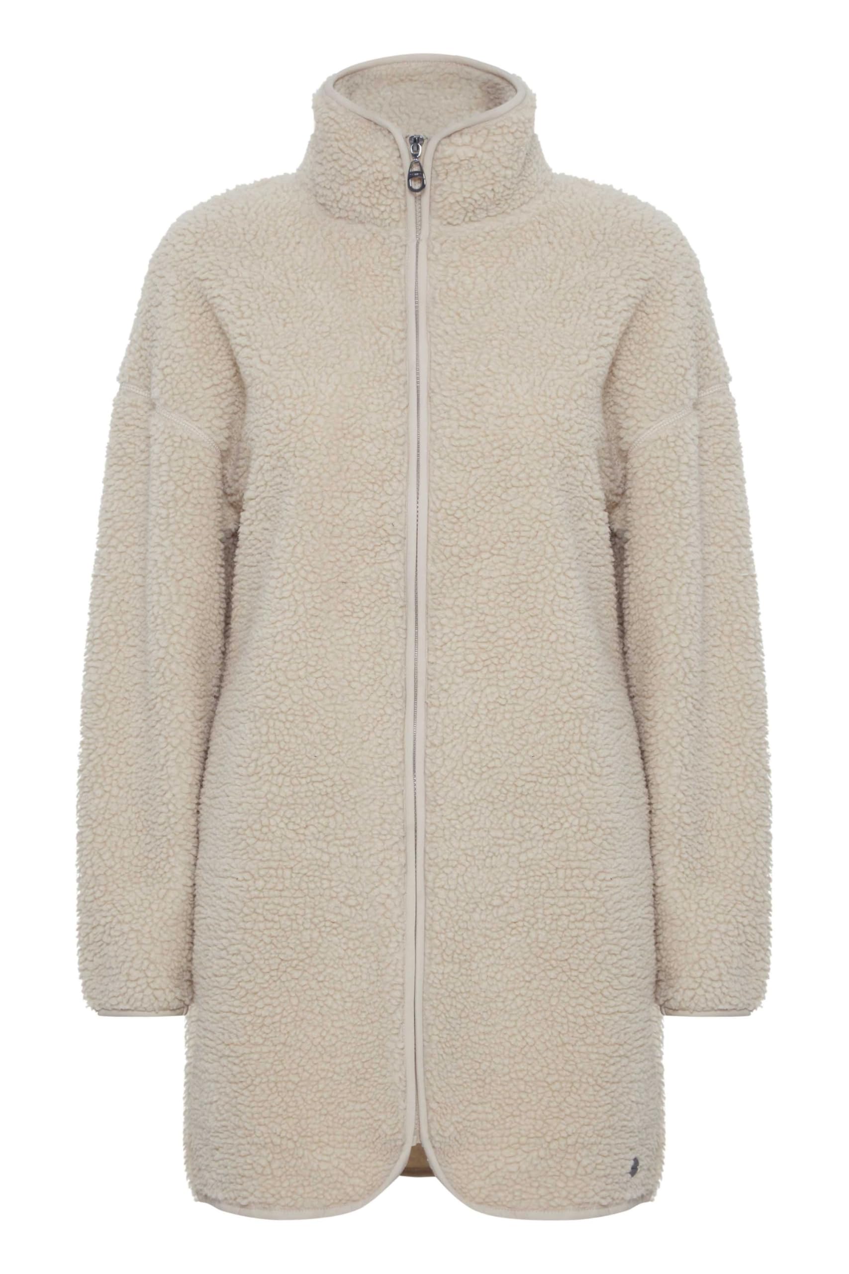 OXMO OXTova Damen Sweatjacke Lang Jacke mit Teddy-Fell Stehkragen Reißverschluss Eingrifftaschen Loose fit
