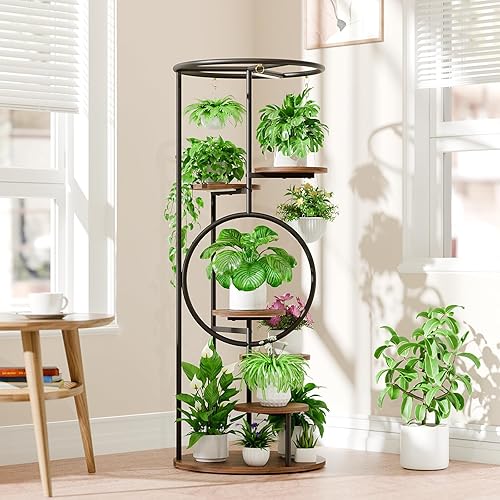 Miniatura 8 de POZILAN Soporte para Plantas de Interior con Luz de Crecimiento, Estante para Plantas de 51 pulgadas para Múltiples Plantas de Interior, Soporte