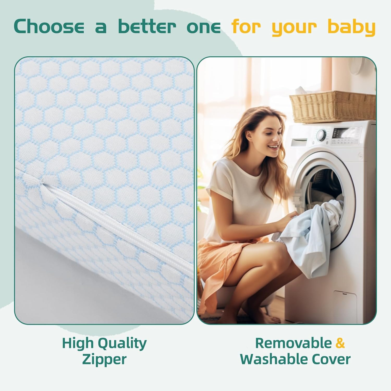 Trifold Pack and Play Mattress,38"x26" Double-Layer Memory Foam Pack N Play Mattresses,Portable Mattress for Pack N Play with Carry Bag Plush Removable Cover