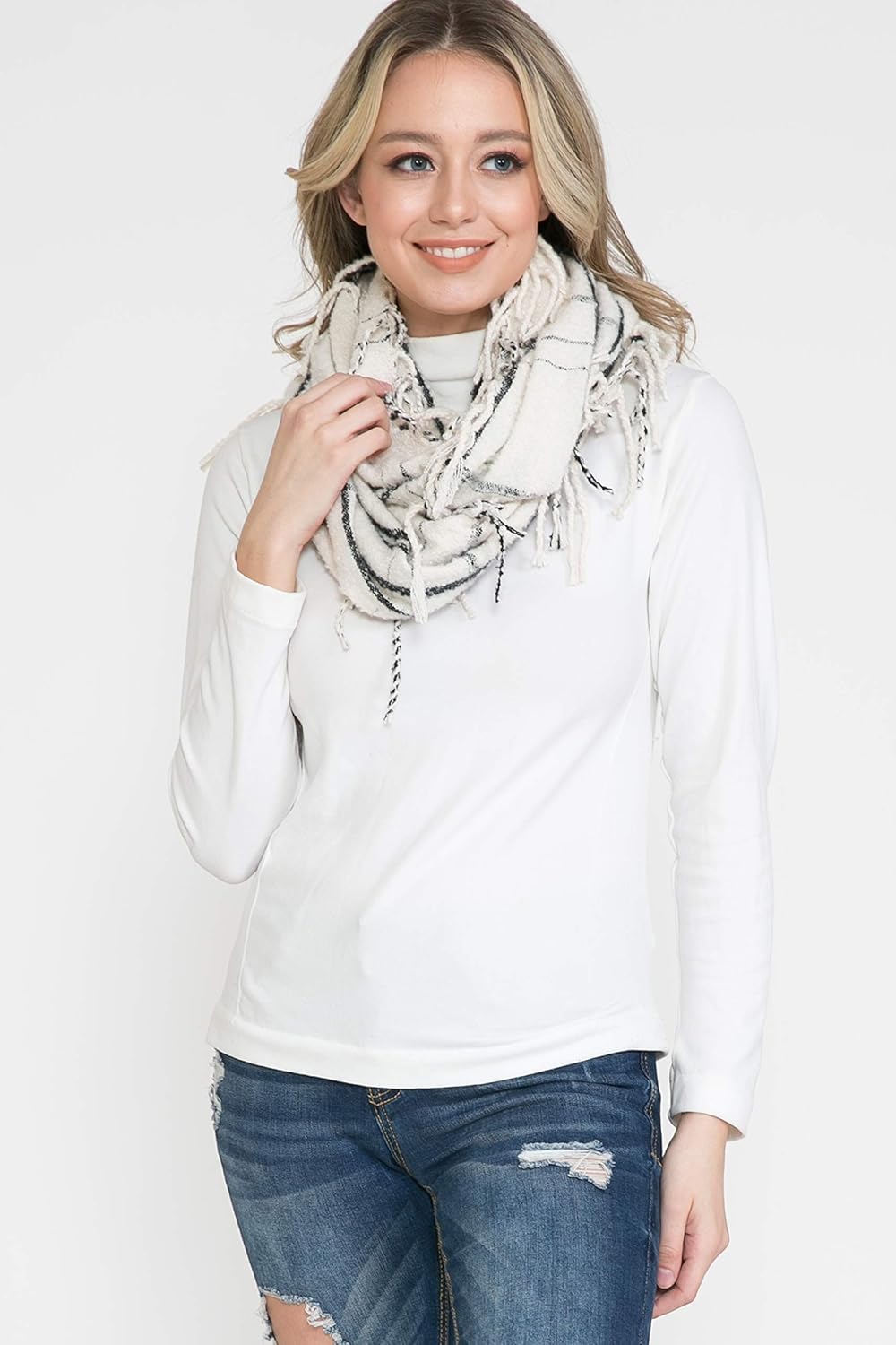 BASICO Fall Winter Scarfs for Women Plaid Infinity Scarf for Cold Weather Circle Loop Scarves - Image 2