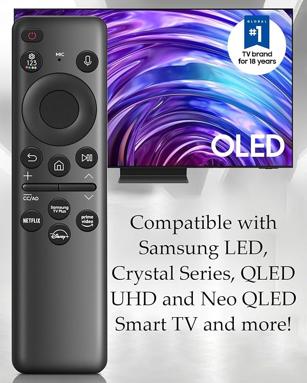 AZMKIMI ๐๐๐๐-๐๐๐๐๐๐ ๐๐๐๐๐๐๐ Voice Remote Control Compatible with Samsung TV Remote, Compatible with Samsung BN59-01432A Neo QLED OLED 8K HDR Smart TV (No Solar, No Cable Charging) by AZMKIMI - Used condition - Image 5