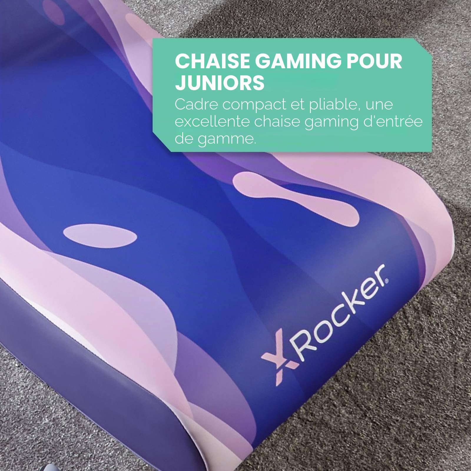 X-Rocker Chaise de jeu vidéo à bascule pliable pour enfants et juniors, siège à bascule pliable bas, chaise à bascule pour jeu, chaise de jeu console pour enfants, édition lava, rose, 2022084