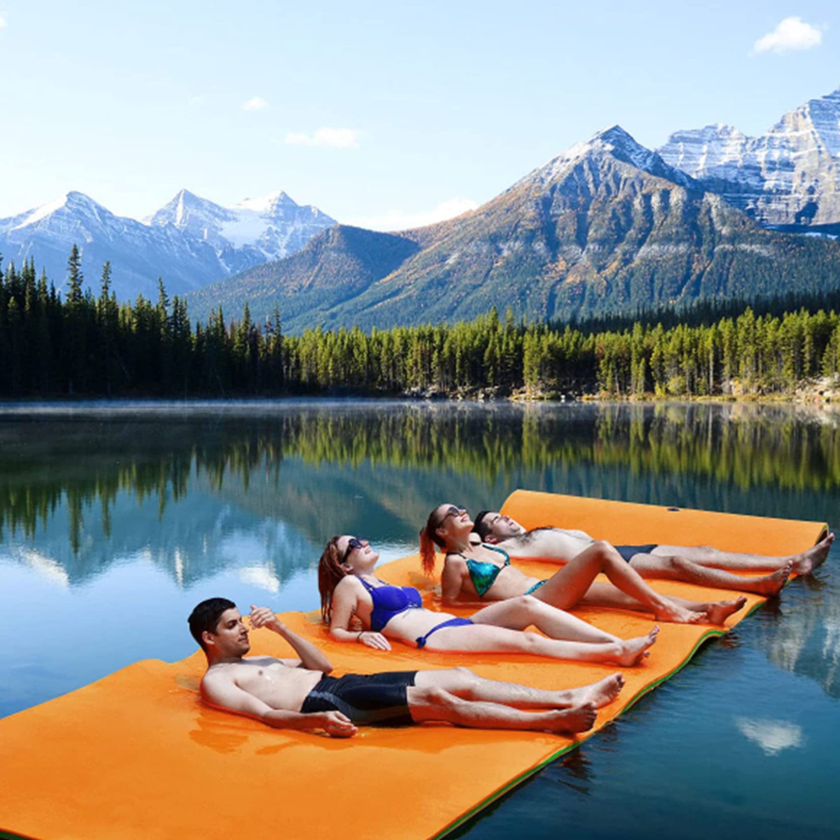 GYMAX Tapis Flottant En Mousse XPE, Flotteur De Piscine Portable De 3