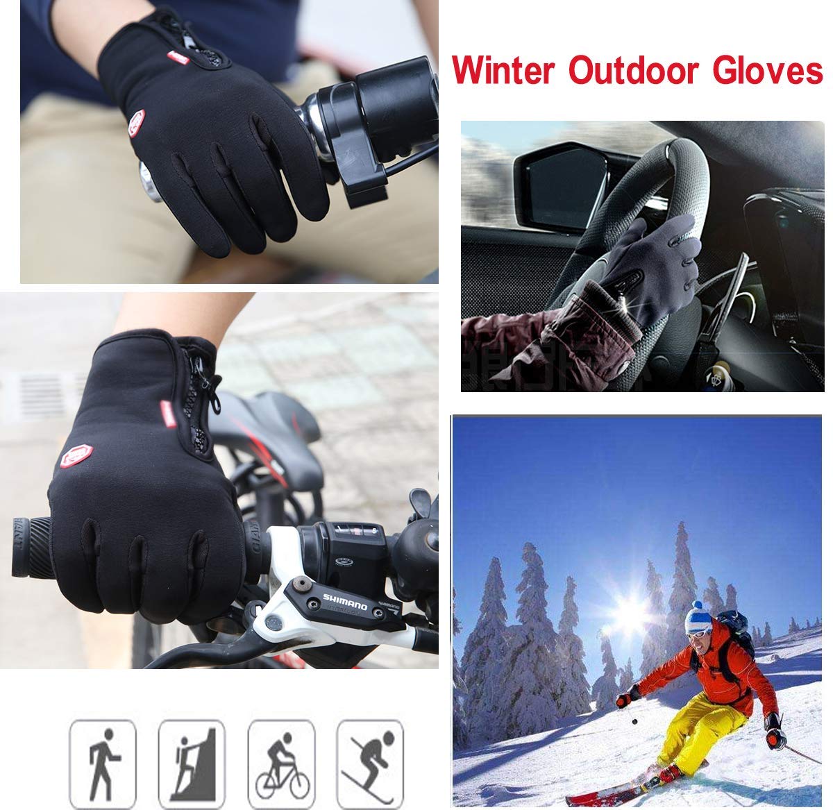 Gants Isolants En Polaire Pour écran Tactile, Coupe-vent, Résistants à La Neige, Gants Chauds Pour Sports D'hiver, Ski, équitation, Vélo