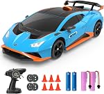 YONCHER RC Drift Car, Remote Control Car for Kids Ford Mustang Shelby GT500 Officially Licensed, 1:24 20KM/H 4WD RC Cars with Lights, Fast Racing Toy Car for Boys, Gray