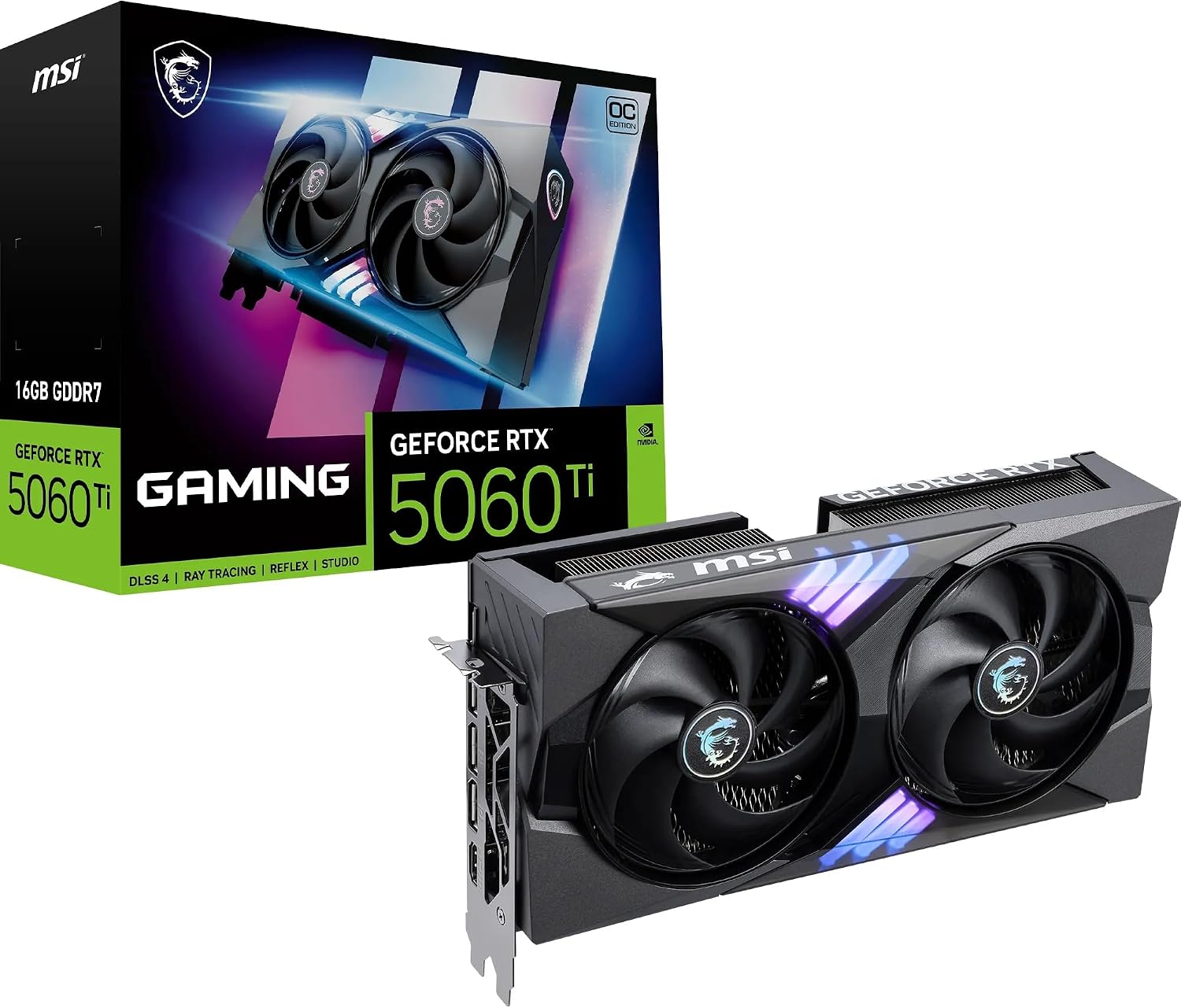 MSI GeForce RTX 5060 Ti 16G Gaming OC Tarjeta gráfica, RTX 5060 Ti, 16GB GDDR7 …