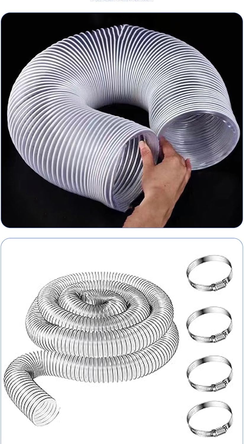 Heavy Duty PVC Collection Hose 300cm Long See Through Flexible Vacuum Tube for Woodworking Shop