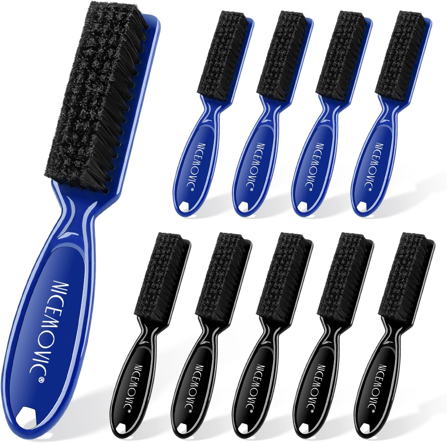 NICEMOVIC 10 Pcs Barber Clipper Cleaning Brush, Barber Accessories Supplies, Blade Trimmer Cleaning Mini Brush Bulk Set Duster Manicure Nylon Brush Hair Styling Tool (Black&Blue)