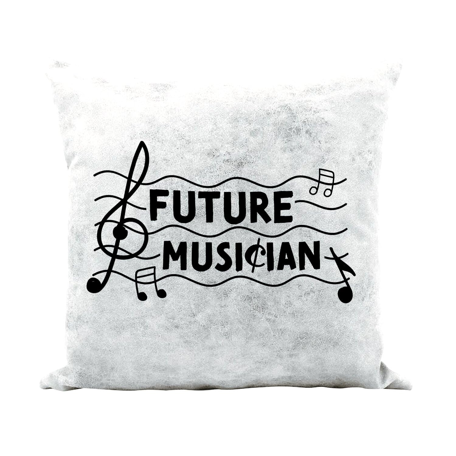 Coussin similicuir blanc 40x40 cm Future Musician décoration musique avec housse et rembourrage