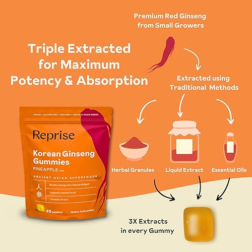 Miniatura 6 de Gomitas de ginseng para adultos  Suplemento de ginseng coreano para hombres y mujeres  Gomitas de ginseng rojo de 240 mg  Gomitas energéticas para