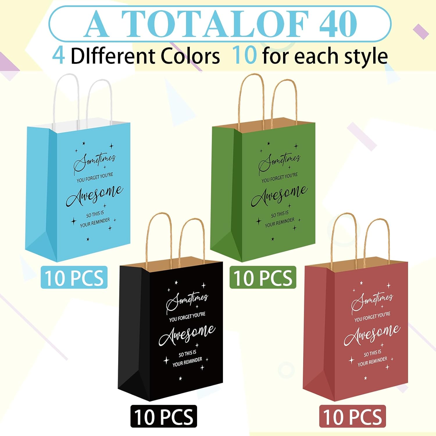 40 Pcs Thank You Gift Bags with Handles 10 x 8 x 4 Inch Employee Appreciation Paraprofessional Gift Bag Kraft Paper Party Favor Goodie Bags for Coworker Colleague Doctor Administrative Teacher Decor