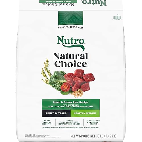 Nutro Natural Choice Adult Healthy Weight Dog Food, Lamb & Brown Rice Recipe, 30 lb. Bag