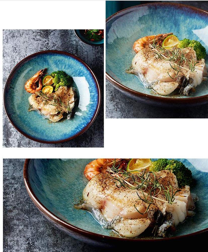 LIXUE Assiette Étoile Creuse en Céramique et Grès pour Pâtes et Salade - 8.5 Pouces Bleu
