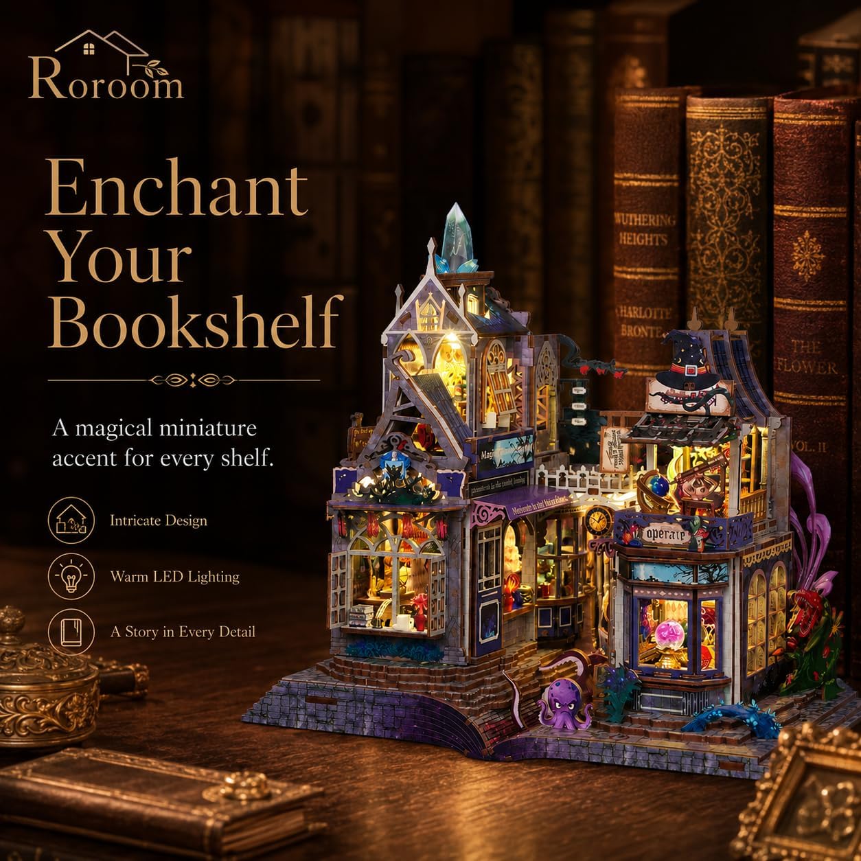Roroom DIY Miniature House Kit, Mystic Wizard Alley Dollhouse Kit image 4
